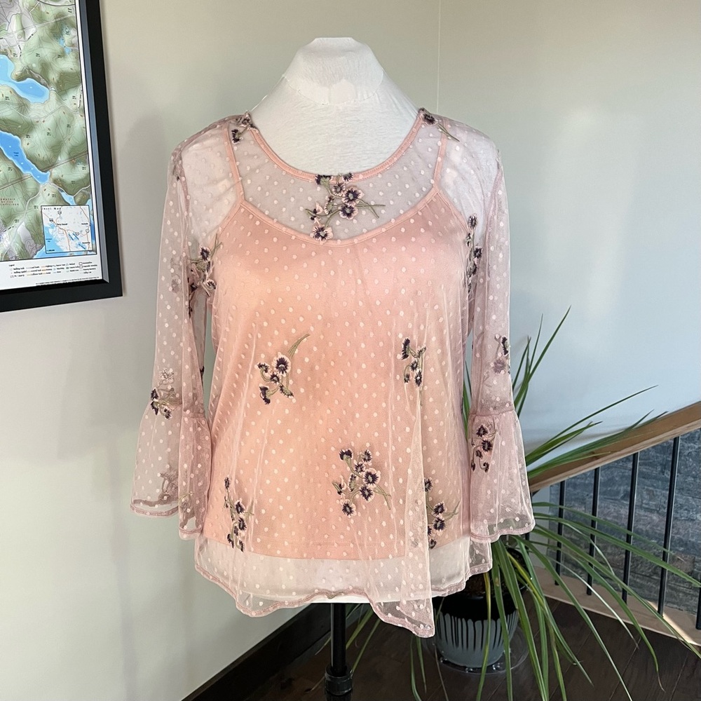 Solitaire | Sheer Embroidered Blouse | L